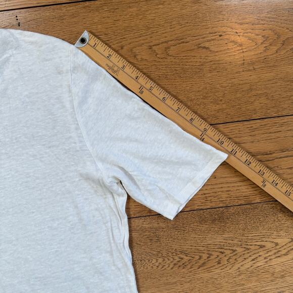 WHO What Wear T shirt Winter White 100% linen crew neck shirt sleeve tee SZ XXL - Picture 7 of 7